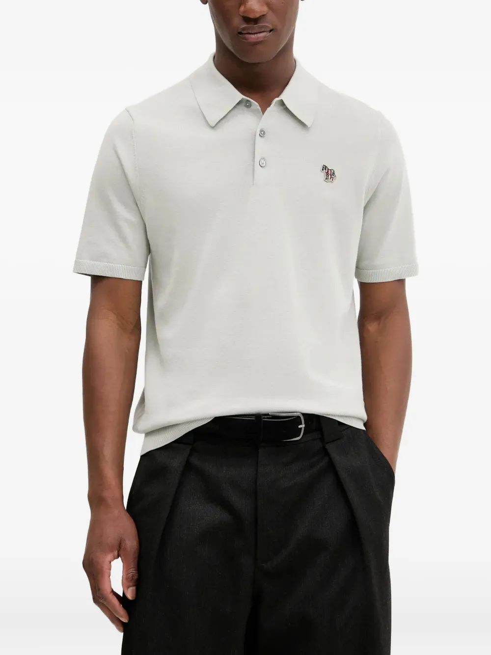 PS Paul Smith zebra-appliqué polo shirt | Grey | Image 1