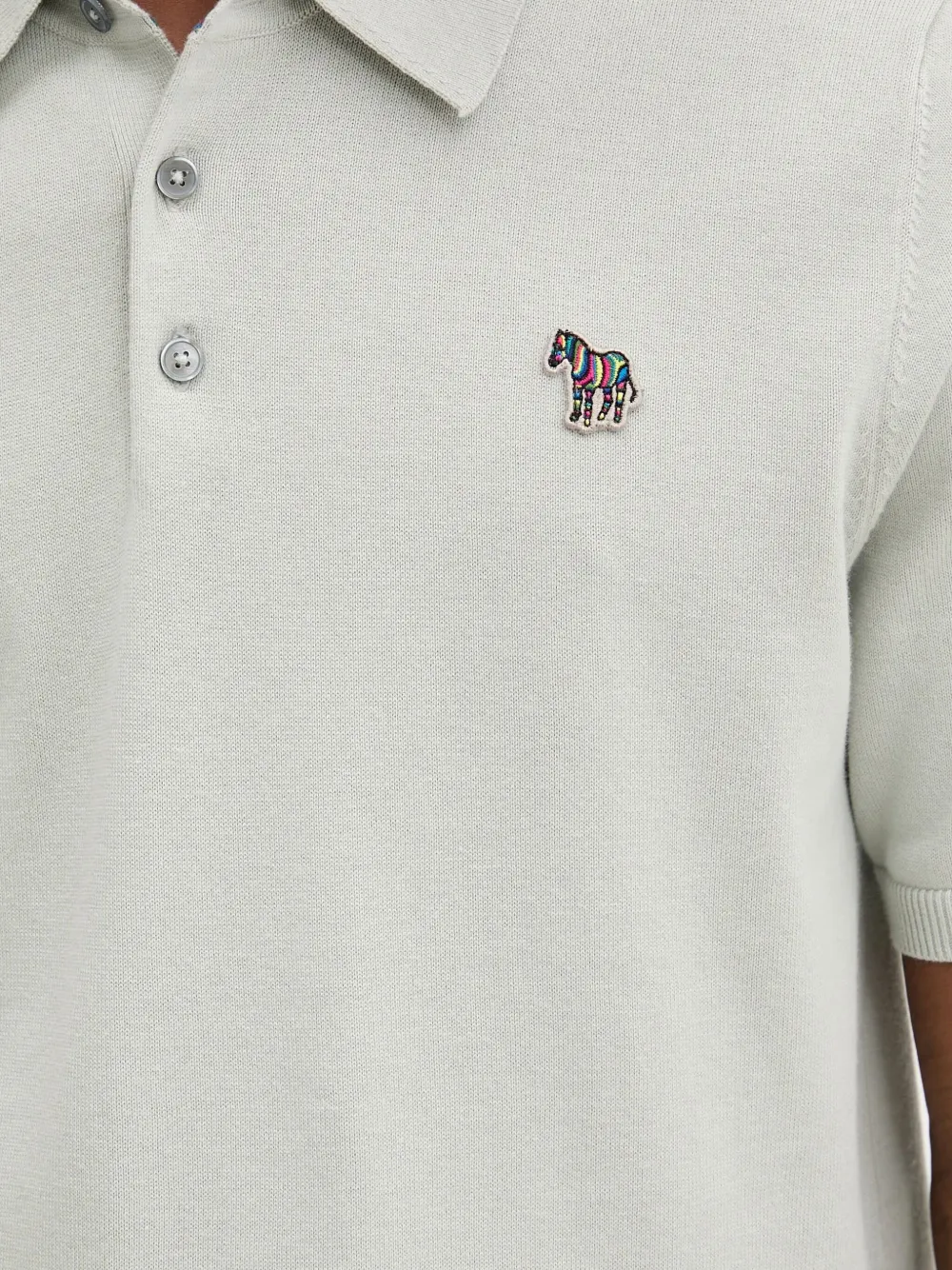 Ps By Paul Smith Zebra-appliqué Polo Shirt In Gray