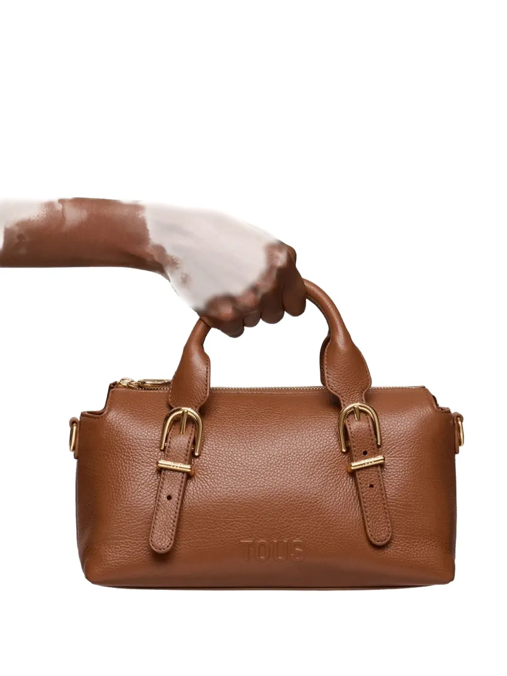 medium buckle-detail leather bowling bag