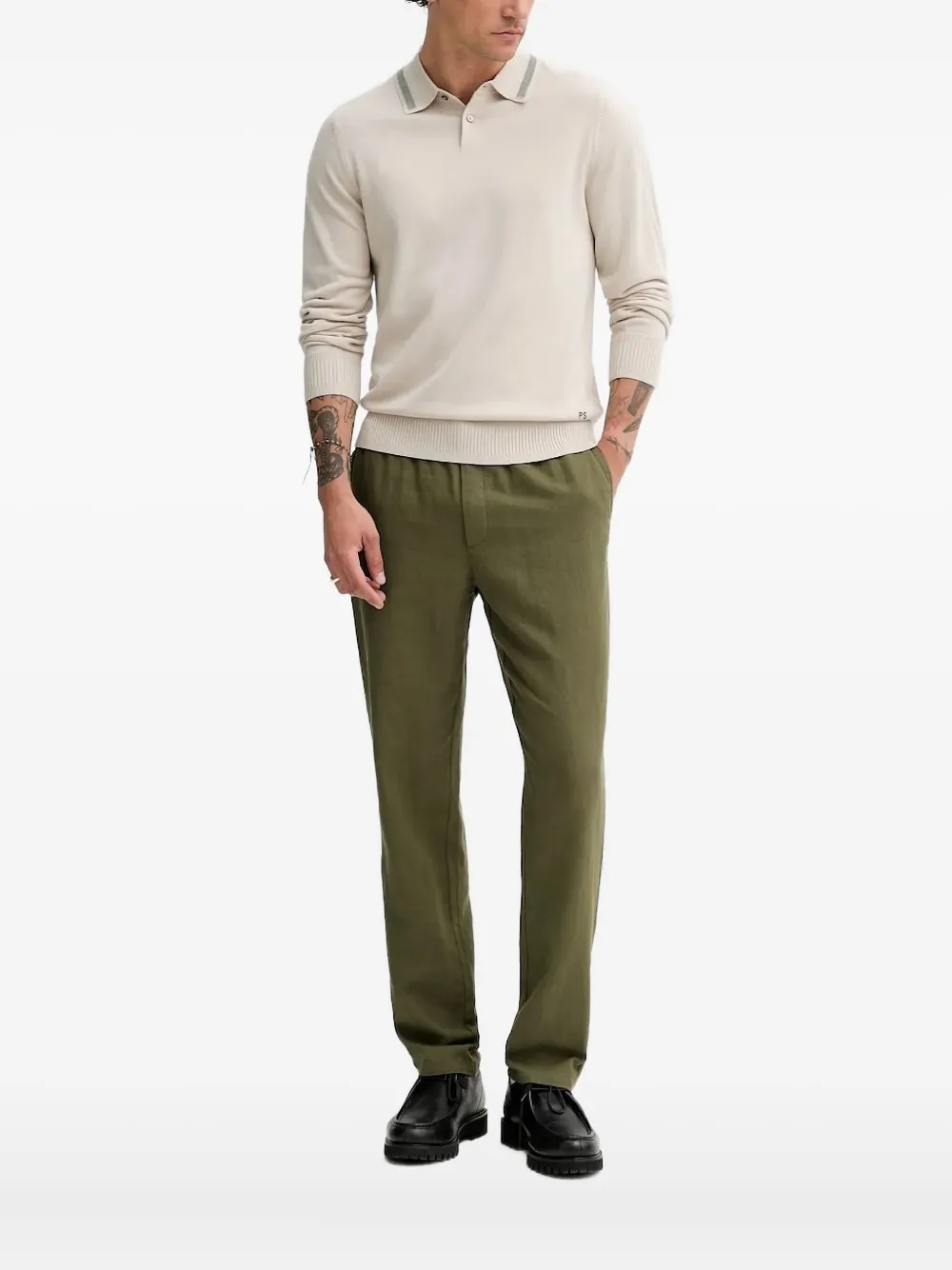Ps By Paul Smith Ribbed Polo Shirt In White