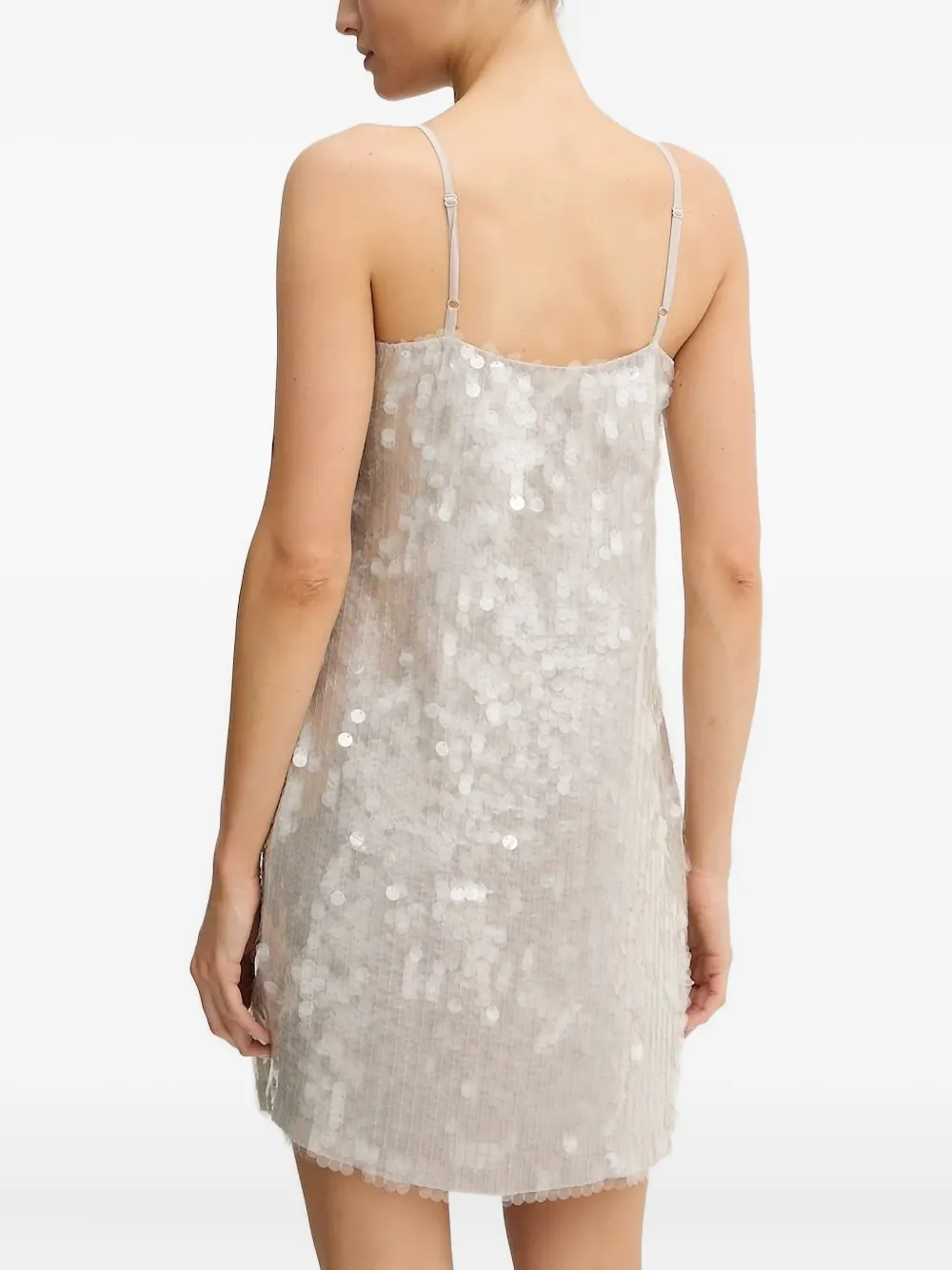 Sisley Paris Sequin-embellished Spaghetti-strap Mini Dress In Metallic
