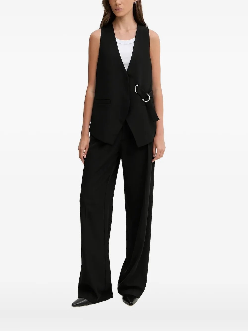 Sisley Paris Belted Vest In Black