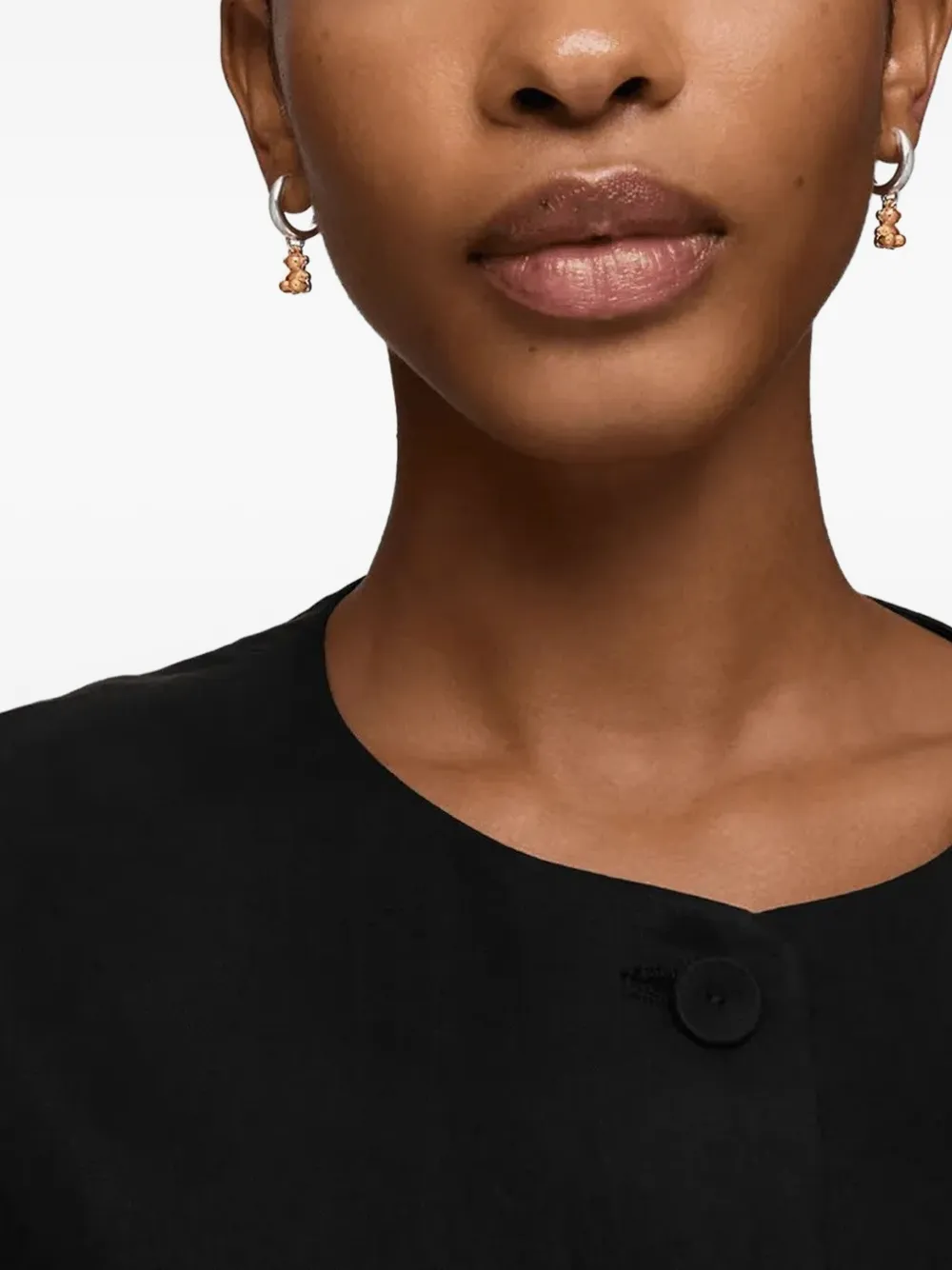 Tous Bear-charm Hoop Earrings In Metallic
