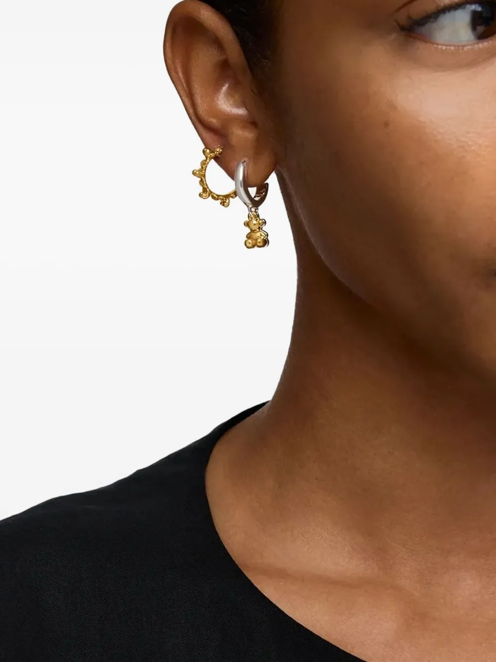 Tous Bear-charm Hoop Earrings In Metallic