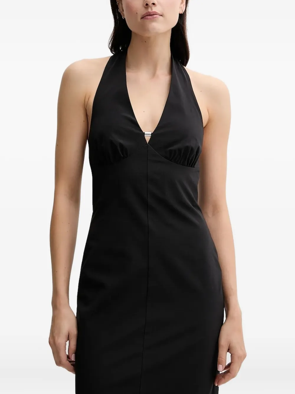 Sisley Paris Halter-neck Midi Dress In Black