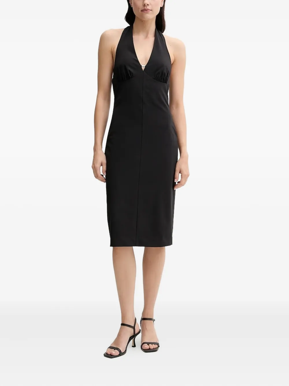 Sisley Midi-jurk met halternek - Zwart