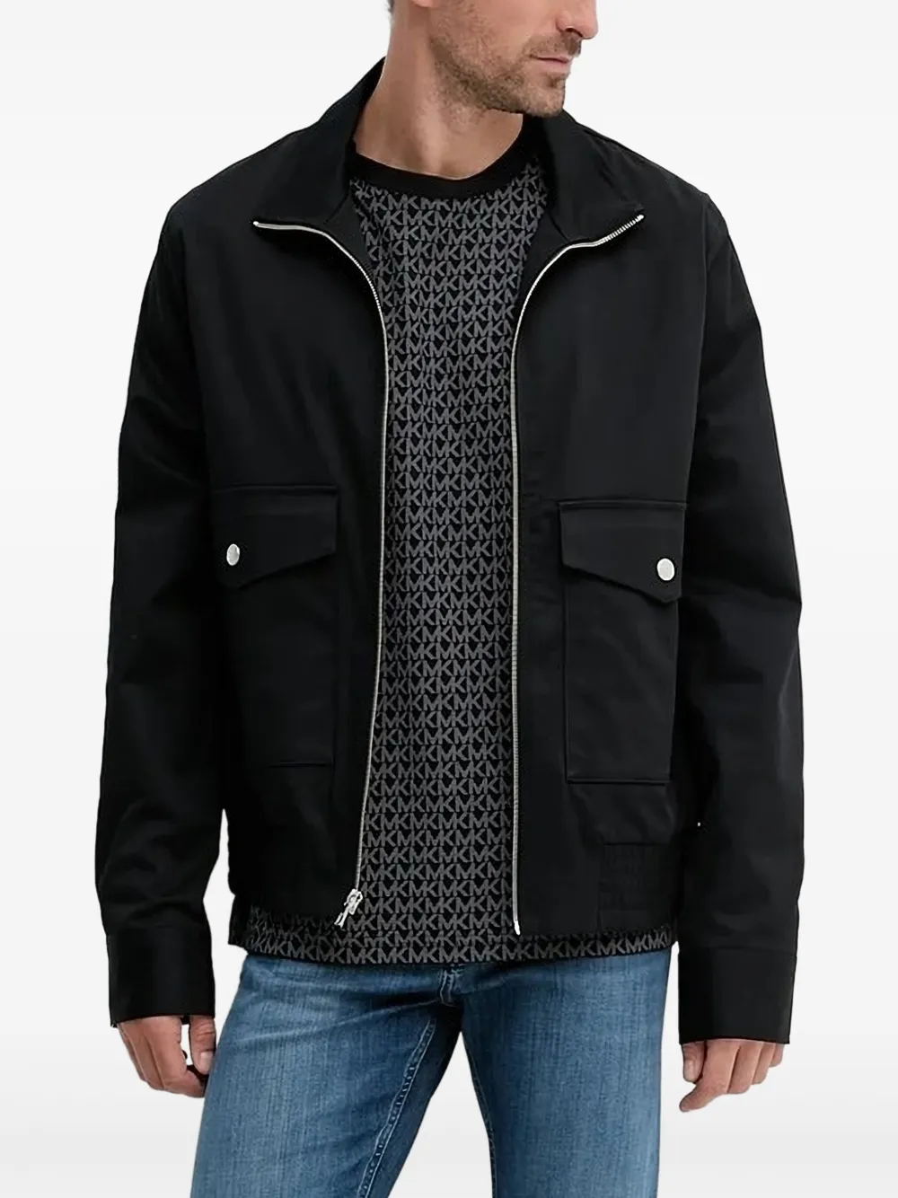 Michael Kors zip-fastening patch-pocket jacket Zwart