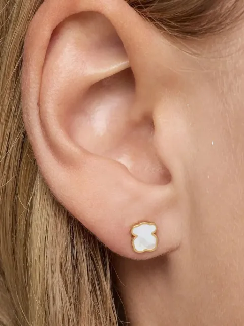 TOUS aretes en oro amarillo de 14kt con madreperla