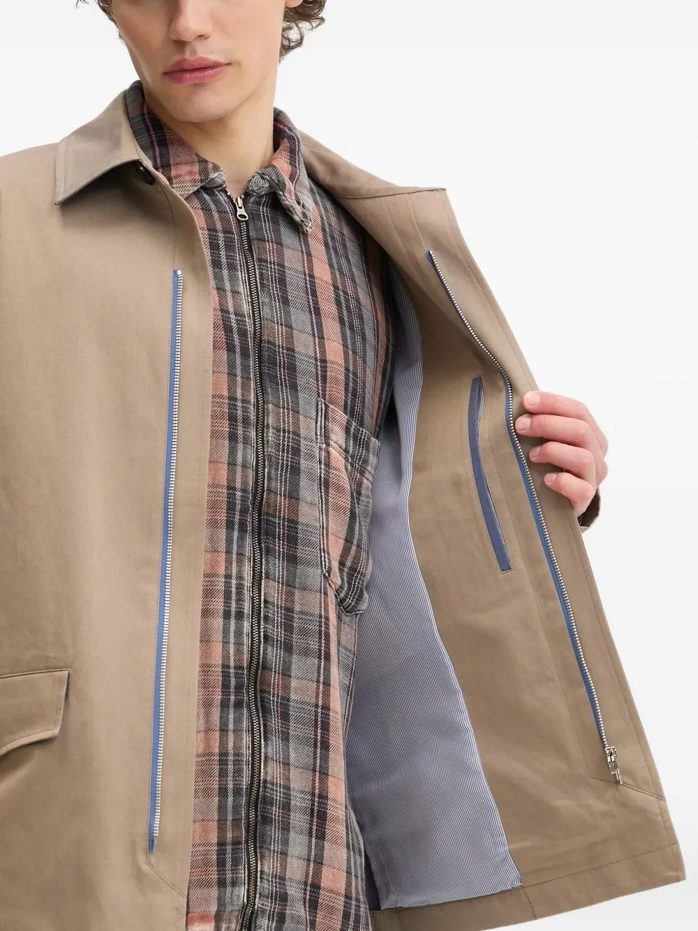 PS Paul Smith zip-detail flap-pocket jacket Beige