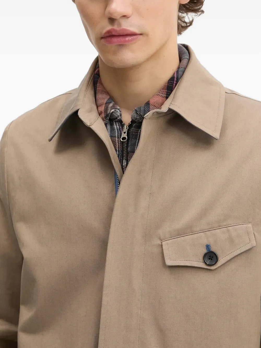 PS Paul Smith zip-detail flap-pocket jacket Beige