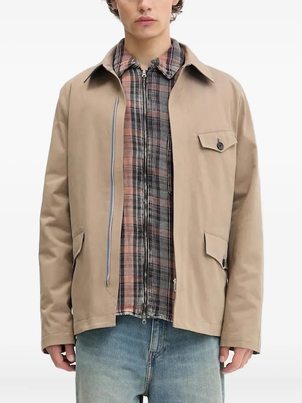 PS Paul Smith zip-detail flap-pocket jacket Beige