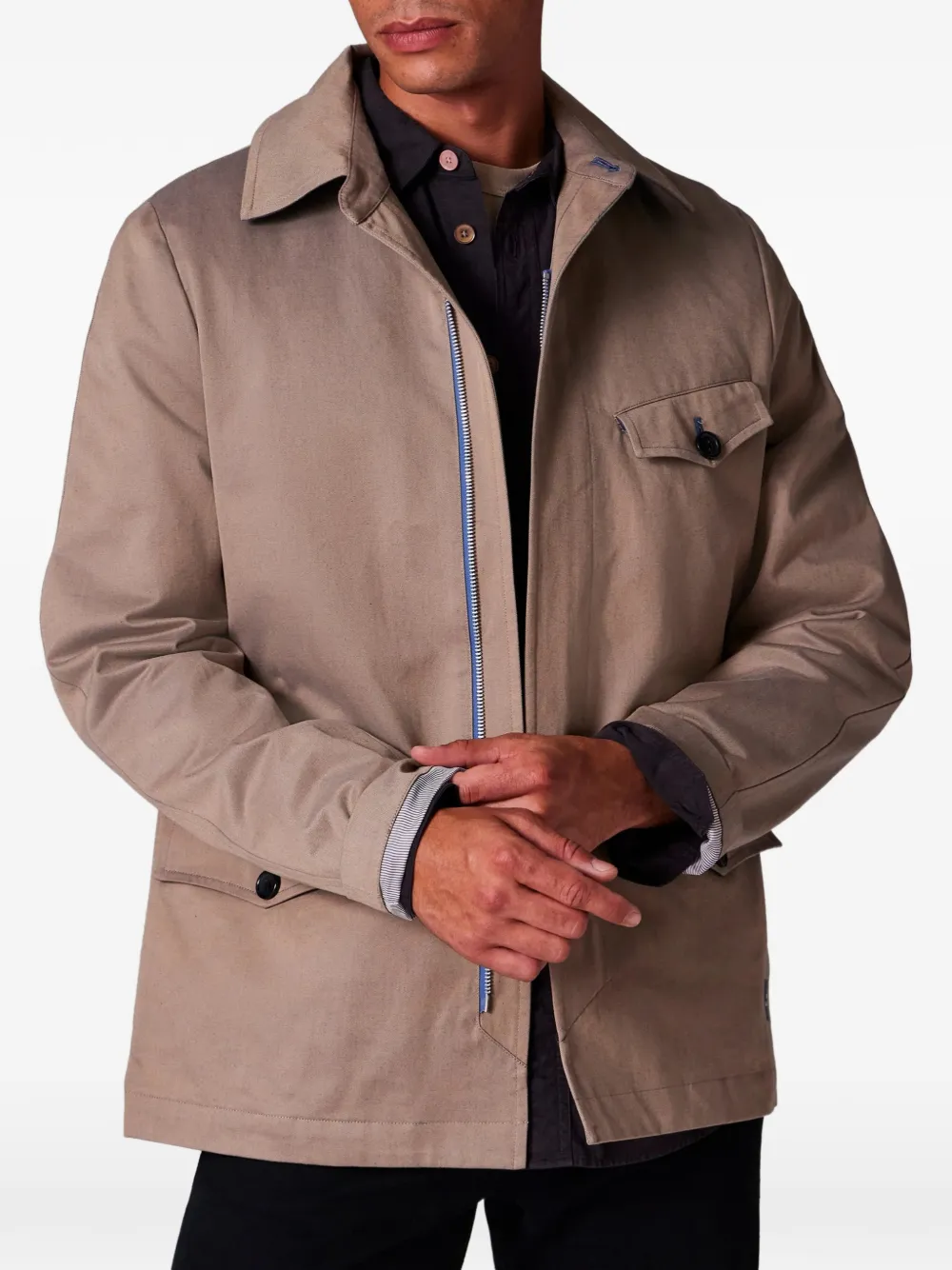  Ps Paul Smith Zip-detail Flap-pocket Jacket - Neutrals 