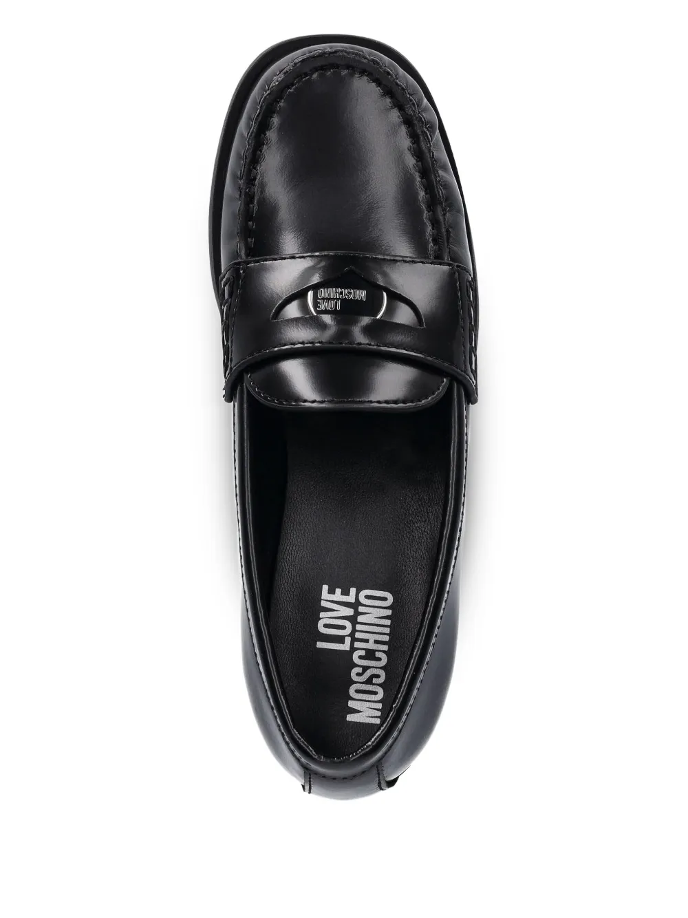 Love Moschino leather penny loafers Black