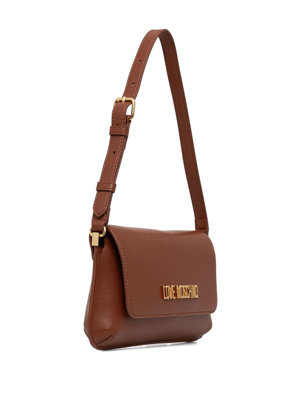 Love Moschino Schoudertas met logo en klep Bruin