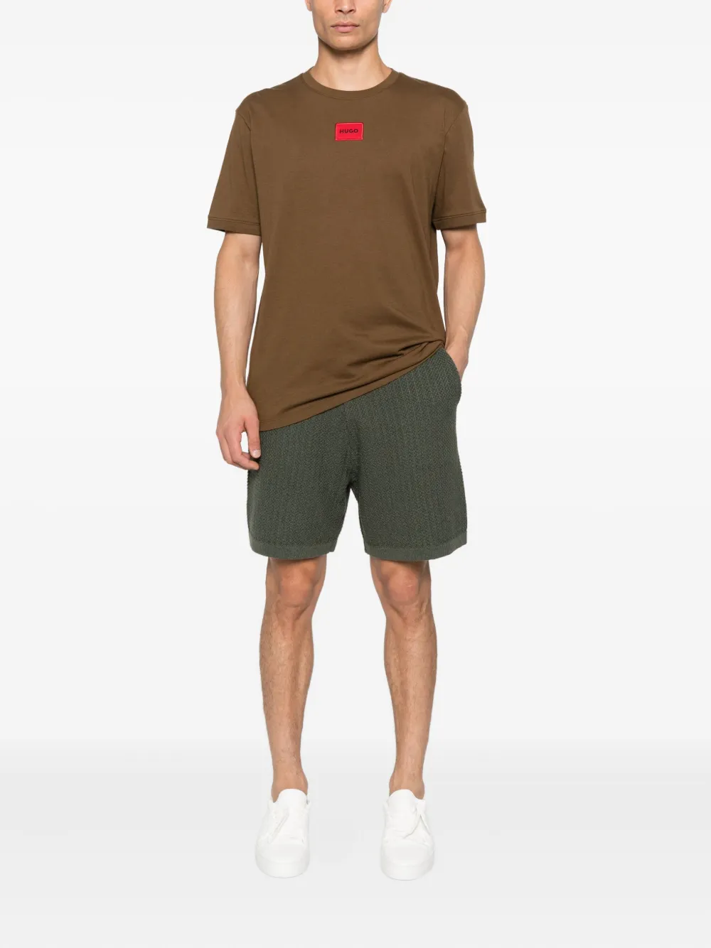 HUGO logo-embroidered cotton T-shirt - Bruin