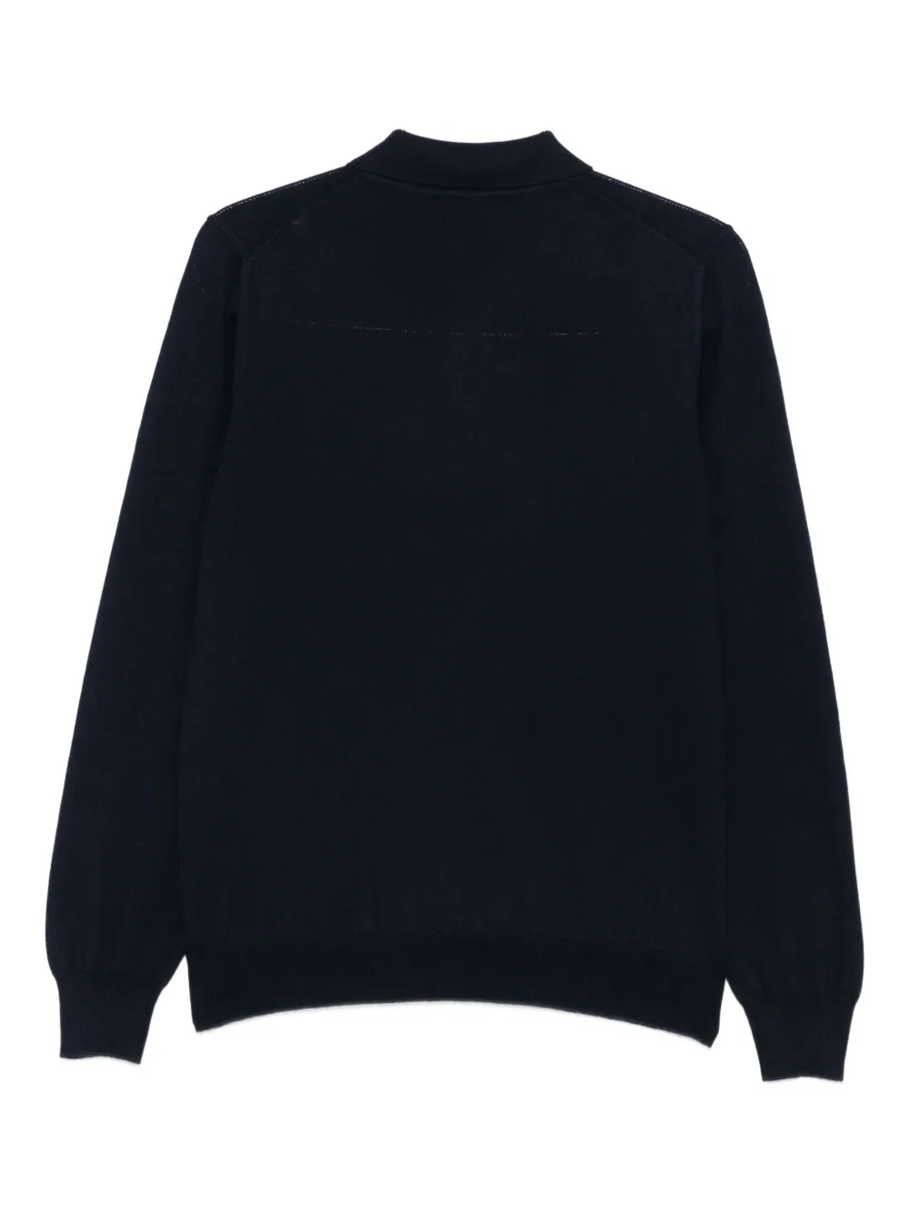 Barba long-sleeve virgin-wool polo shirt - Blauw