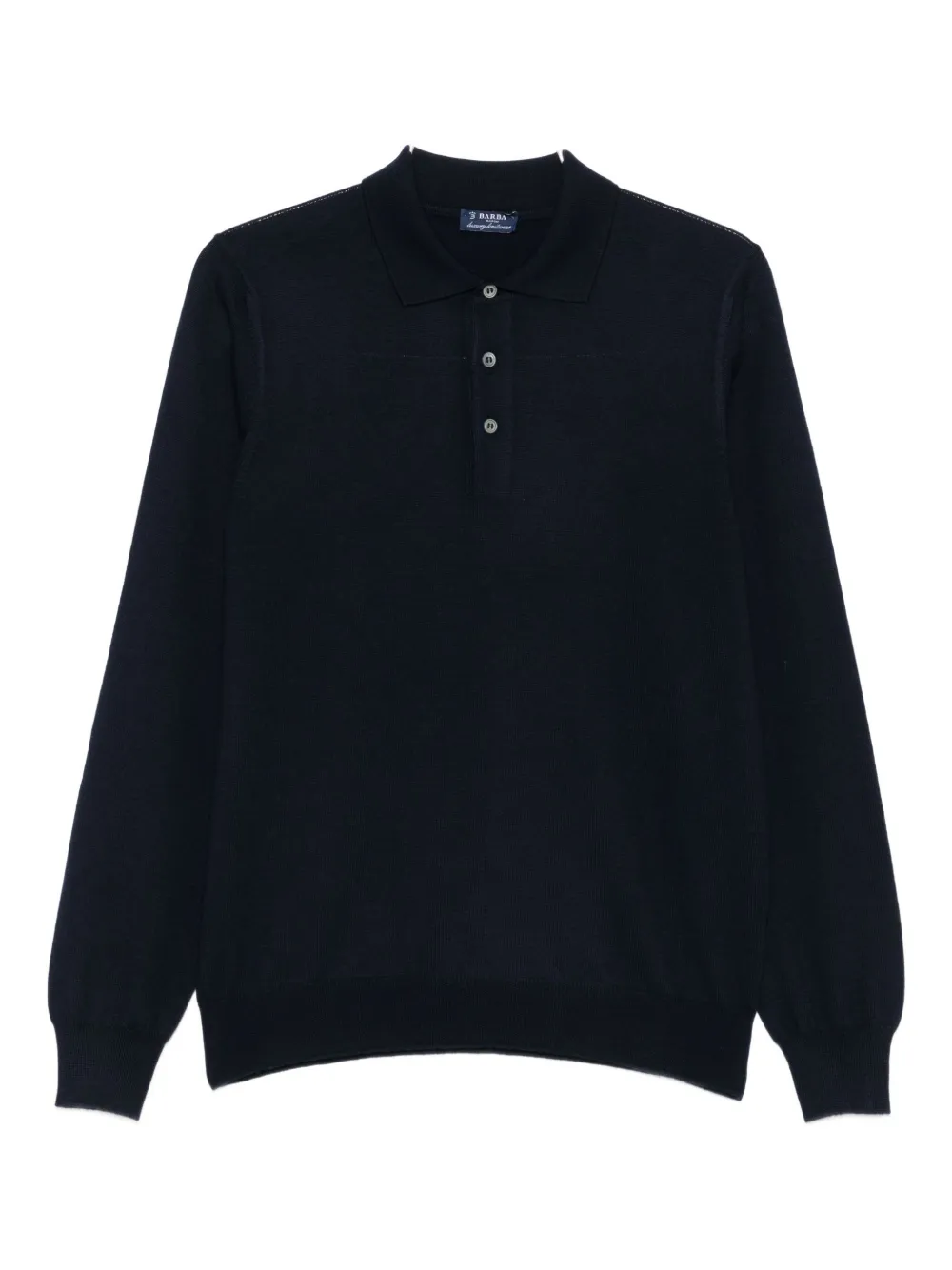 long-sleeve virgin-wool polo shirt