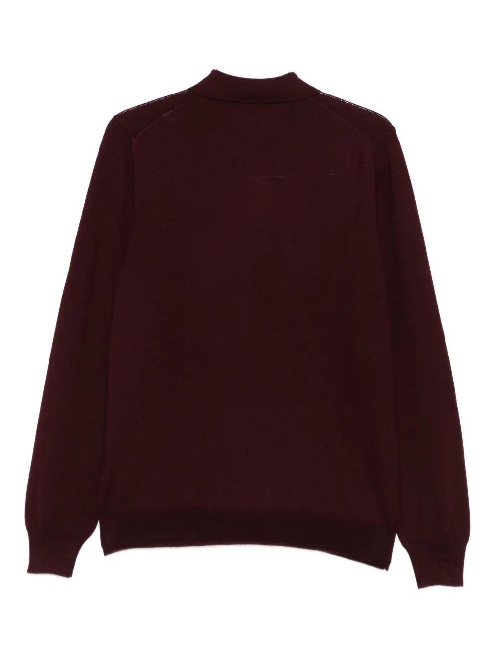 Barba Napoli Long-sleeve Virgin-wool Polo Shirt In Burgundy