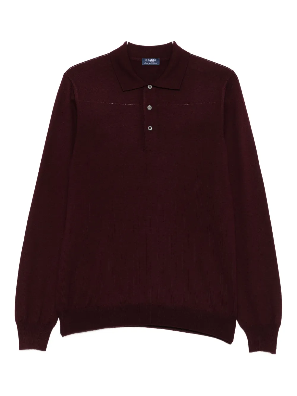 Barba Napoli Long-sleeve Virgin-wool Polo Shirt In Burgundy