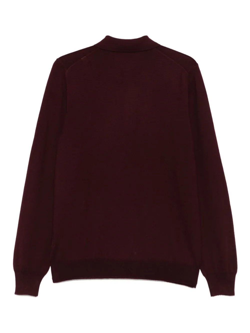Barba Poloshirt van scheerwol met lange mouwen - Rood