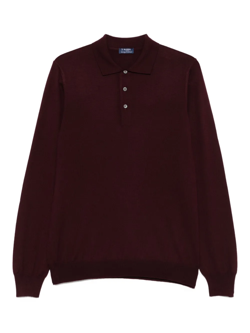 long-sleeve virgin-wool polo shirt