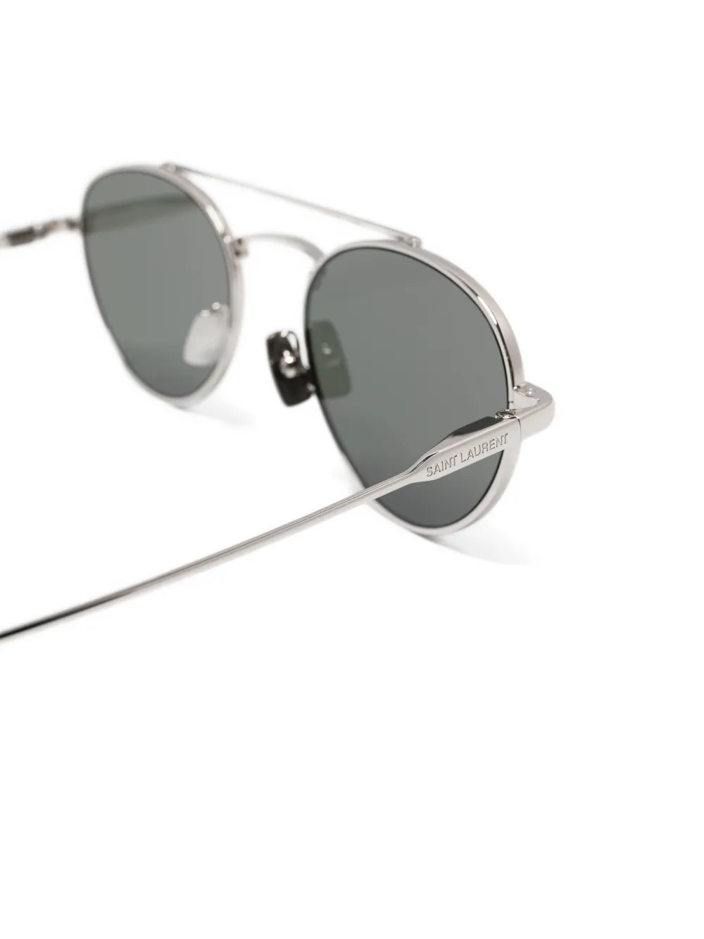 Saint Laurent Eyewear Zonnebril met rond montuur Zilver