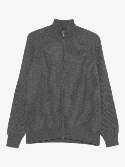 Barba ribbed zip-up cardigan