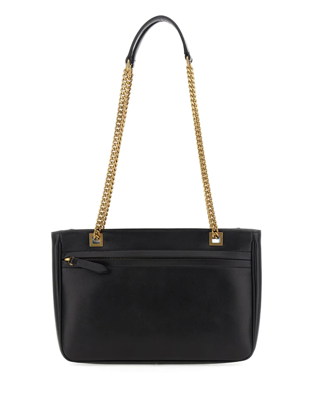 Valentino Garavani small V-logo chain-link tote bag - Zwart