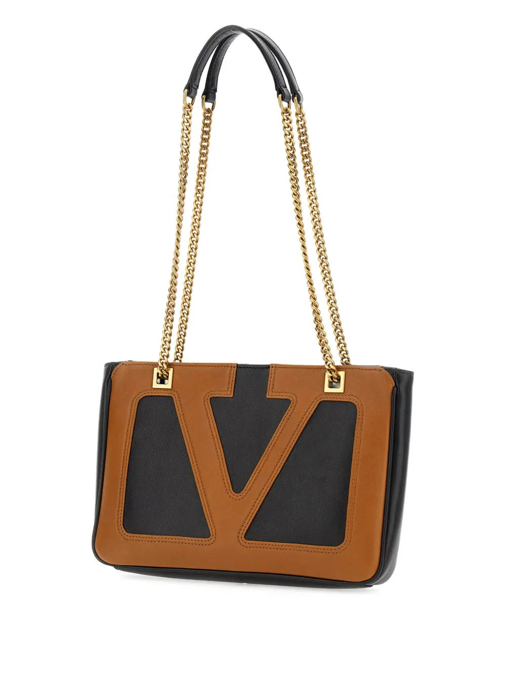 Valentino Garavani Kleine shopper met V-logo en schakelketting Zwart