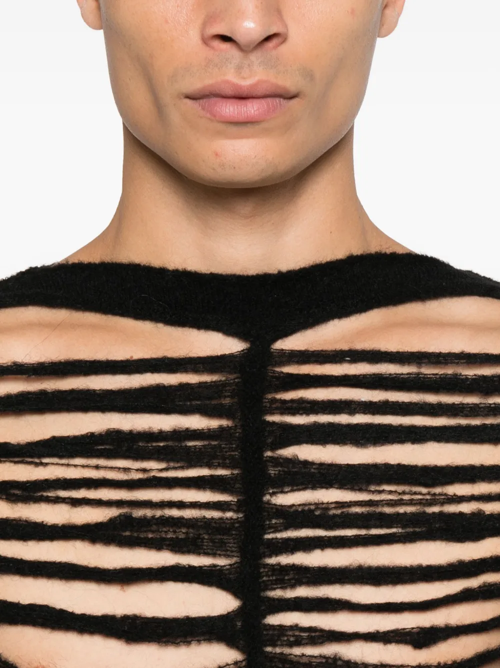 Rick Owens Ls trui met uitgesneden voorkant Zwart