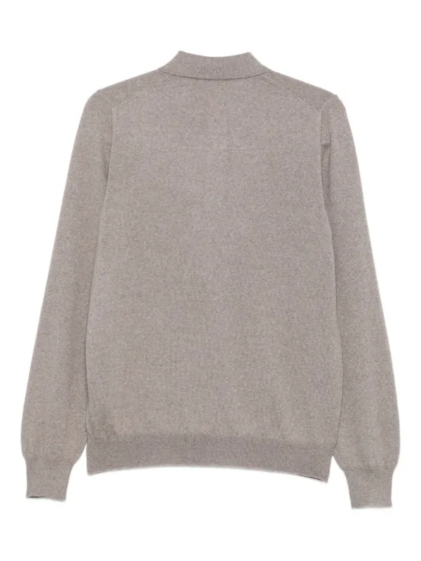 BARBA／バルバ／ニットポロ／ロングスリーブ／ベージュ／イタリア製