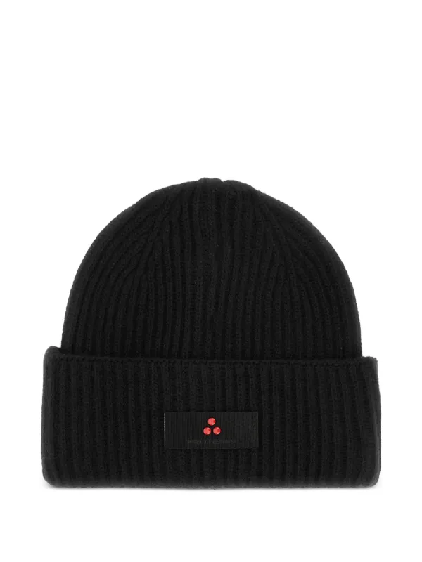 Peuterey ribbed-knit logo beanie hat