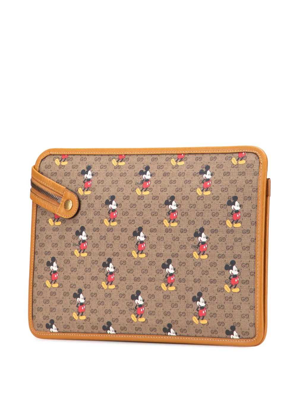 Pre-owned Gucci 2016-2025 Disney Micro Gg Supreme Mickey Mouse Clutch Bag In Brown