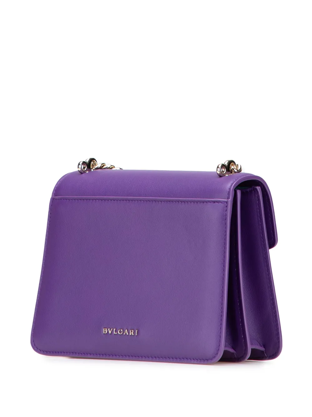 Pre-owned Bvlgari 2021-2025 Small Leather Serpenti Forever Maxi Chain Satchel In Purple