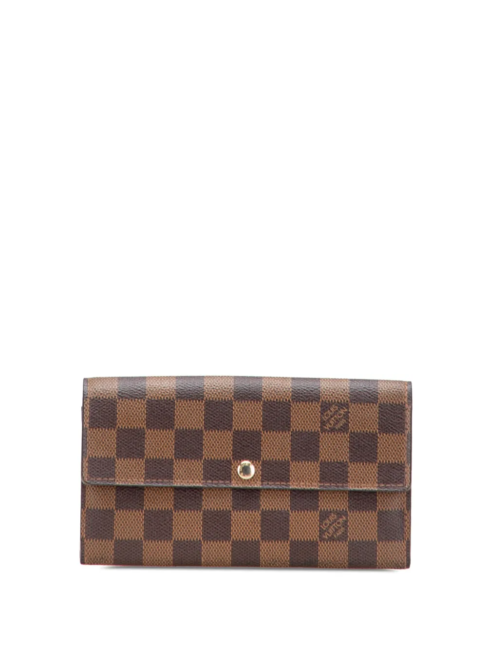 Pre-owned Louis Vuitton 2008 Damier Ebene Sarah Wallet Long Wallets In Brown