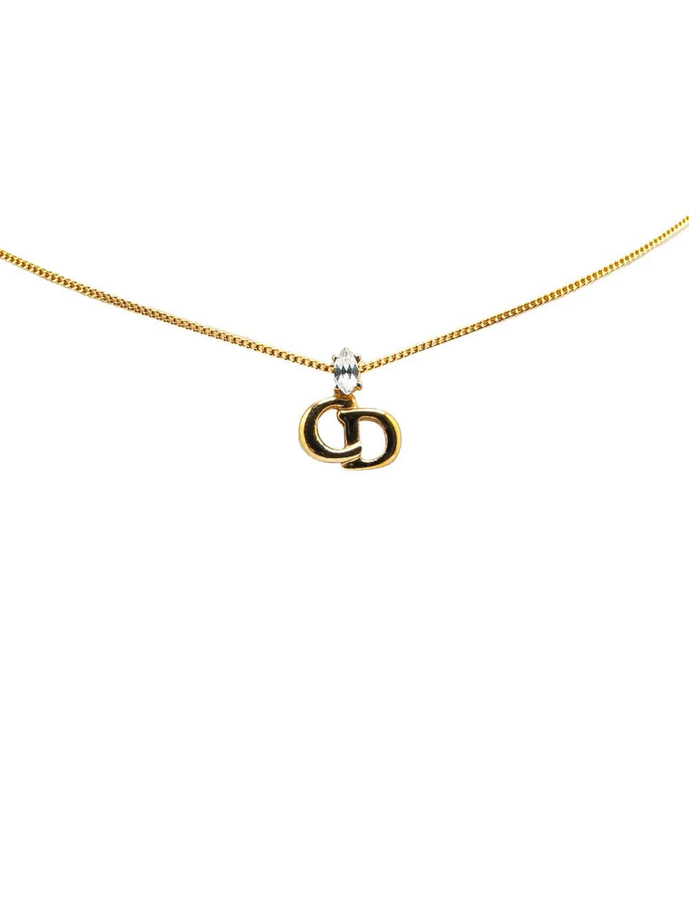 Christian Dior Pre-Owned 2010-2025 Gold Plated CD Logo Rhinestone Christian Dior Pre-Owned 2010-2025 Gold Plated CD Logo Rhinestone