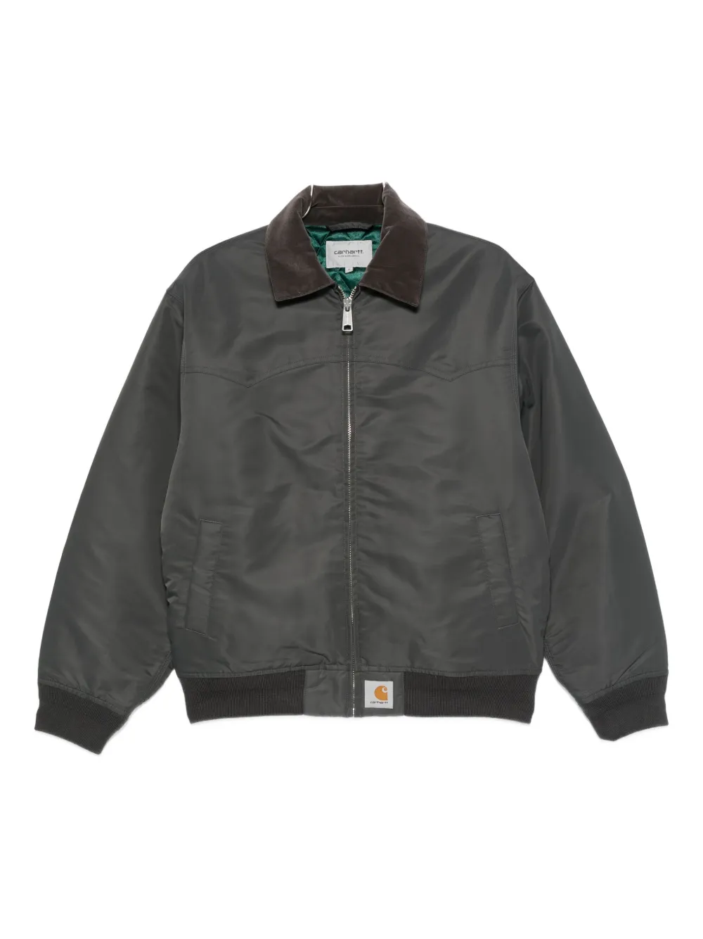 Carhartt Santa Fe Alumni Velvet-trimmed Nylon-twill Bomber Jacket In Gray