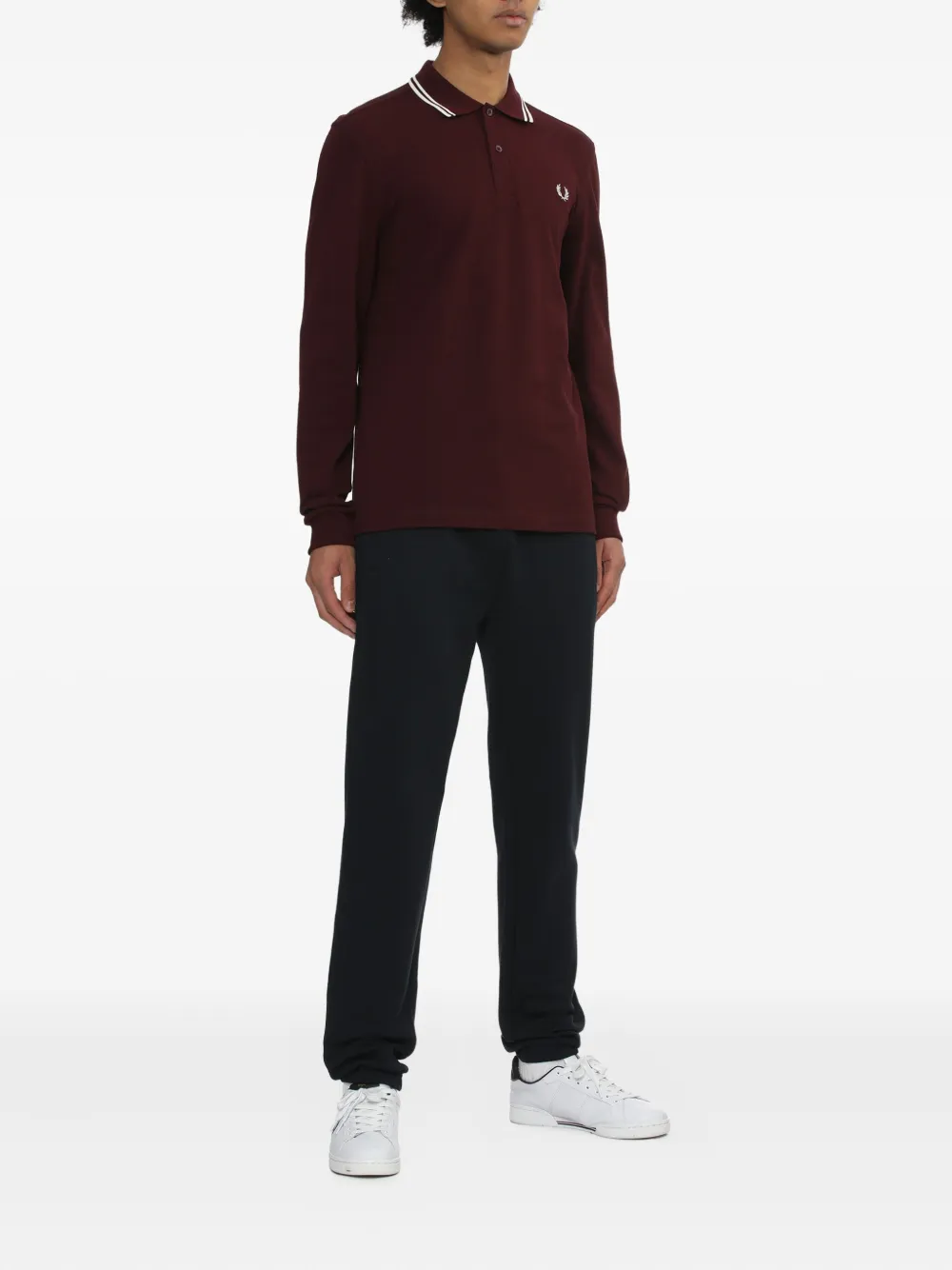 Fred Perry tipped-collar long-sleeve polo shirt - Rood