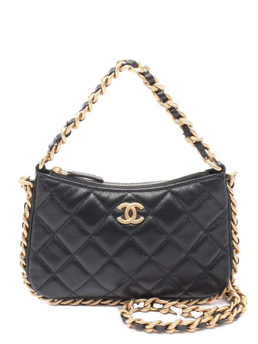 CHANEL Pre-Owned 2021-2025 Quilted Lambskin Chain Around Hobo satchel CHANEL Pre-Owned 2021-2025 Quilted Lambskin Chain Around Hobo satchel