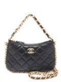 CHANEL Pre-Owned 2021-2025 Quilted Lambskin Chain Around Hobo satchel - Black