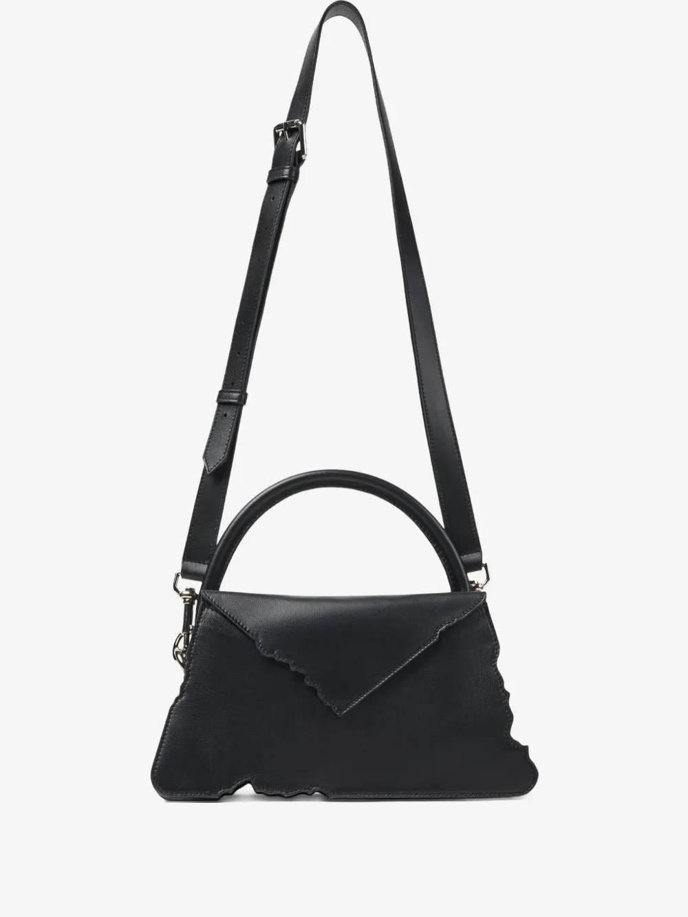 scalloped-edge top-handle shoulder bag