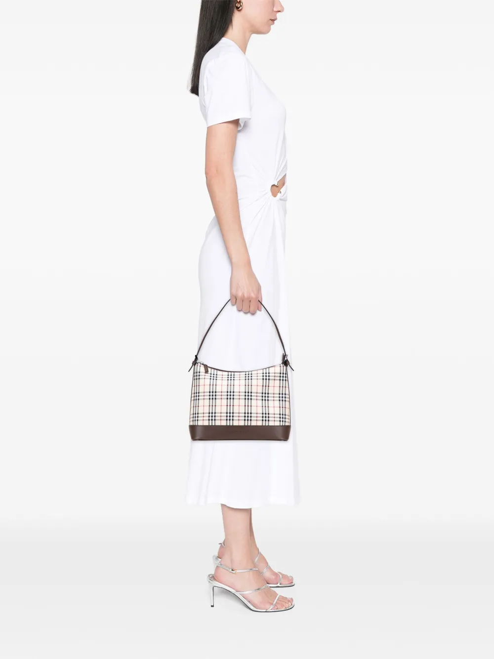 Pre-owned Burberry 2000-2017 House Check Canvas Shoulder Bag In Brown