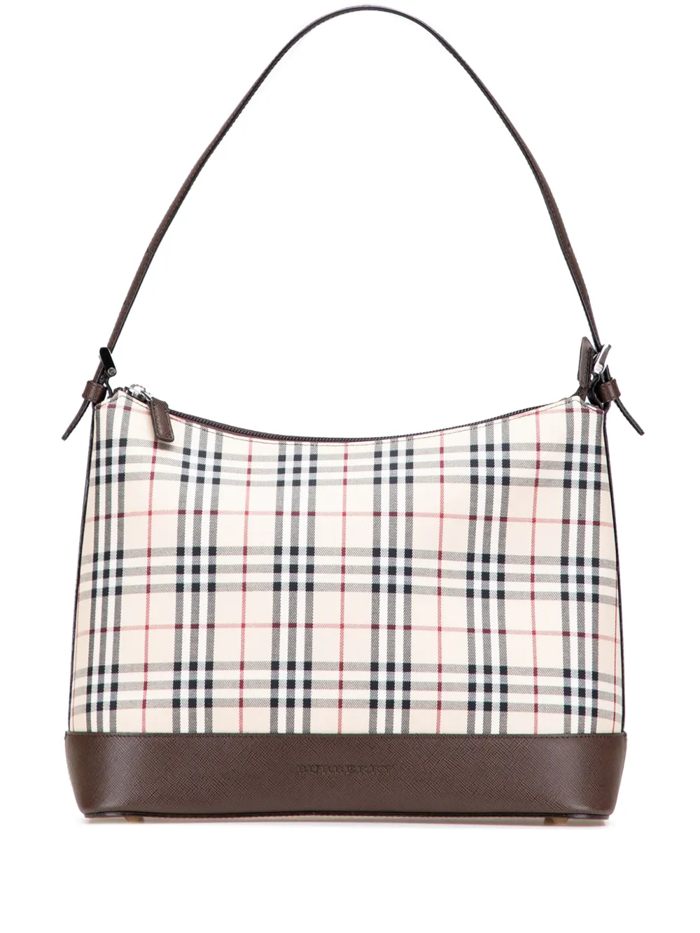 Pre-owned Burberry 2000-2017 House Check Canvas Shoulder Bag In Brown