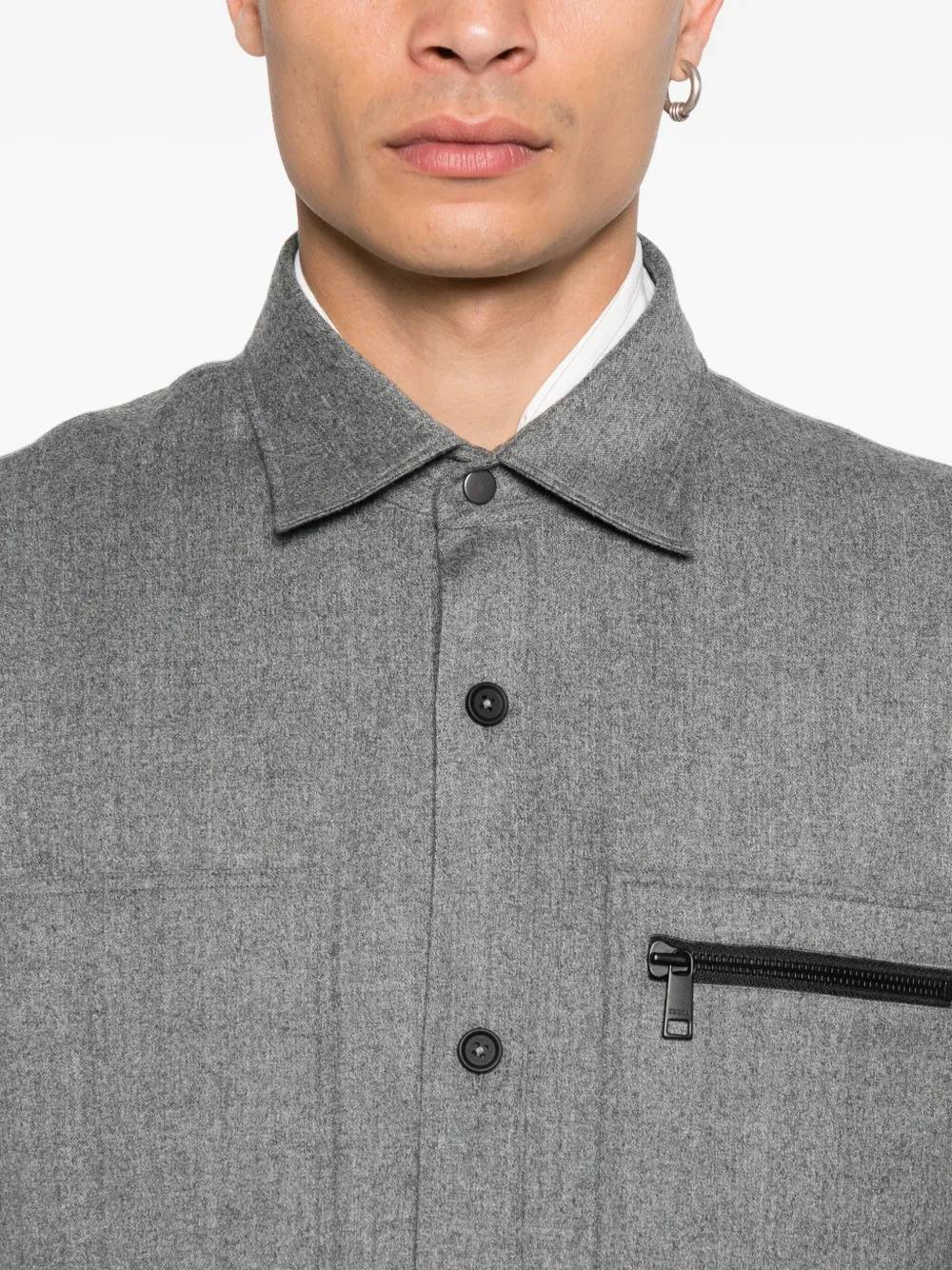 Zegna Overhemd met zak en ritssluiting Grijs