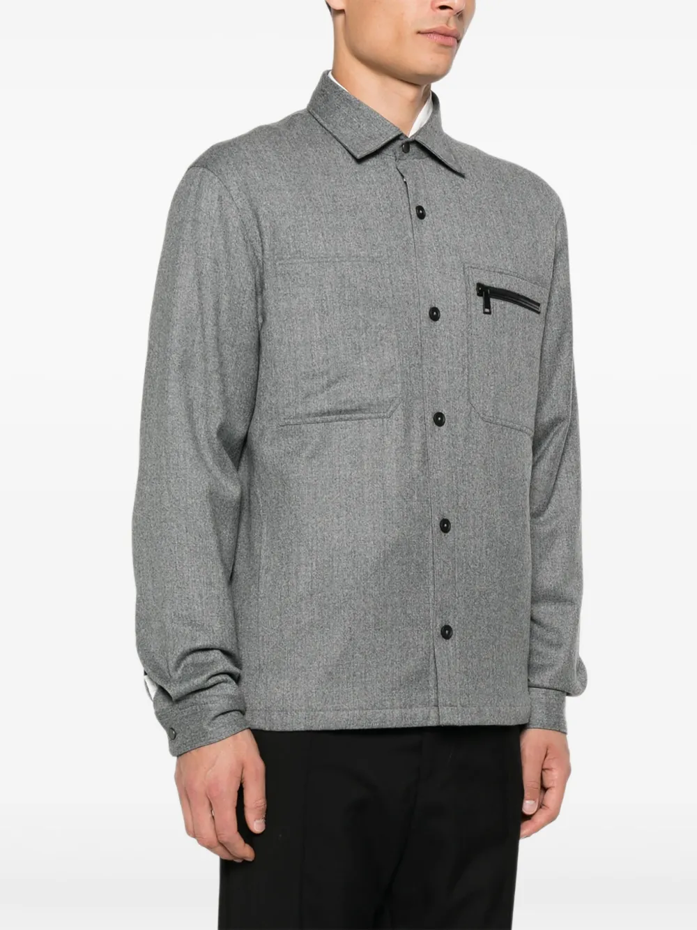 Zegna Overhemd met zak en ritssluiting Grijs