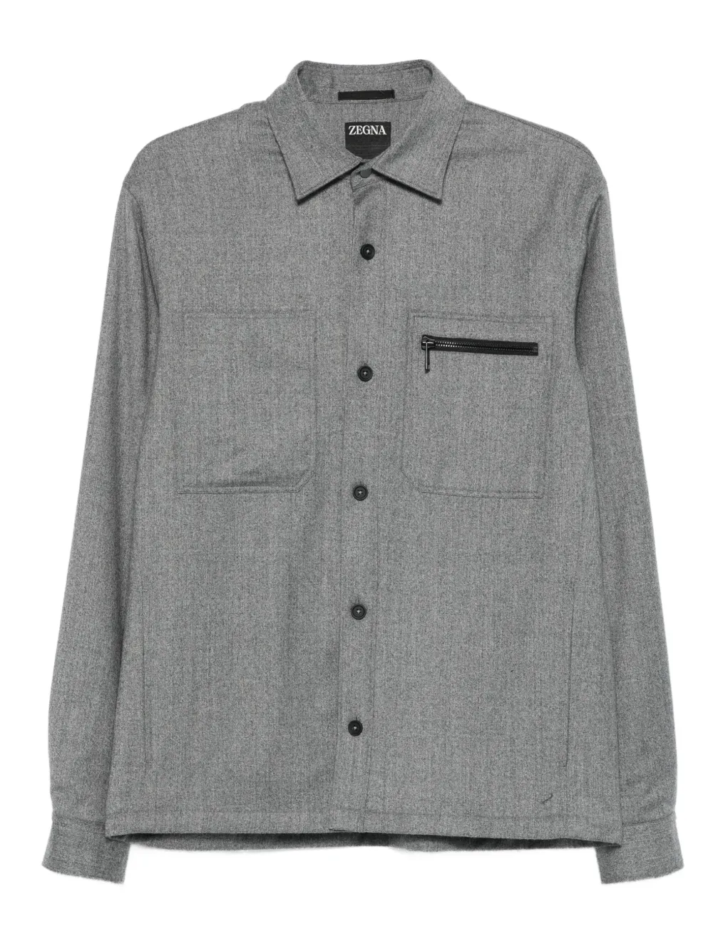 Zegna Overhemd met zak en ritssluiting Grijs