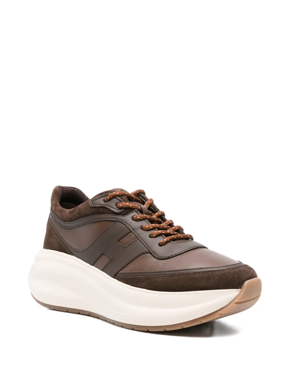 Hogan leather suede sneakers Brown