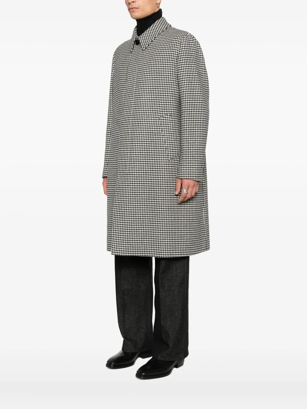 Lardini Wollen jas met pied-de-poule print Wit