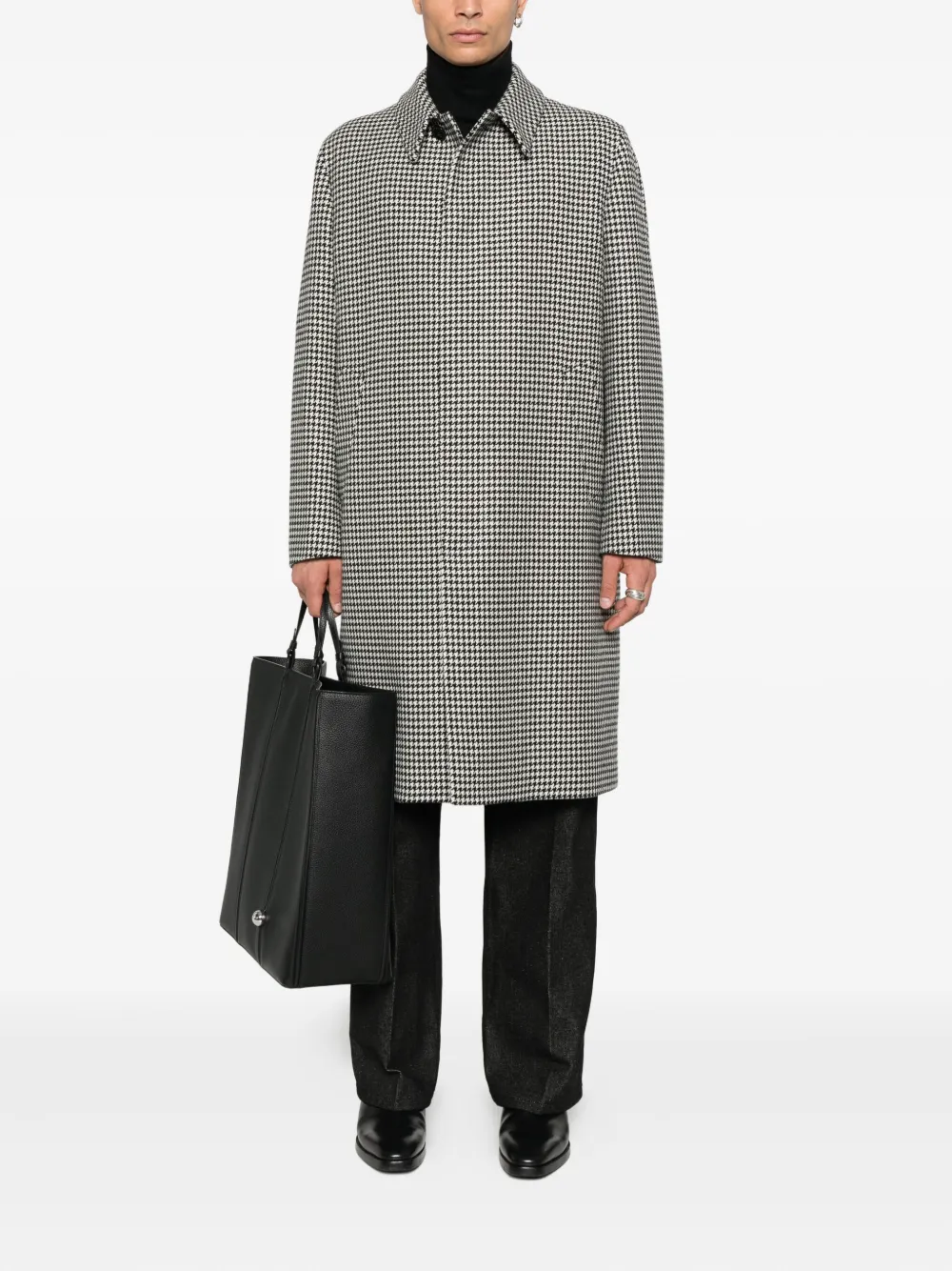 Lardini Wollen jas met pied-de-poule print Wit
