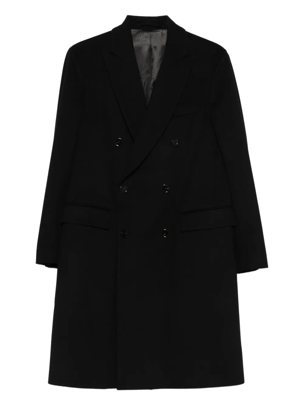 double-breasted virgin-wool coat